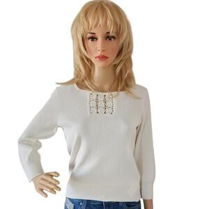 Vintage Liz Claiborne Embroidered Viscose/Nylon Sweater Size Small